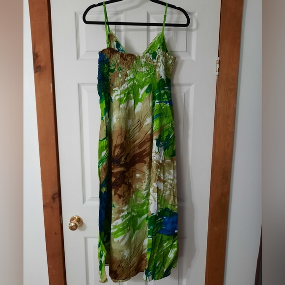 Vintage Y2K Cotton Summer Watercolour Print Dress - Picture 2 of 14